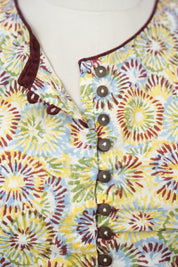 Multicolor Boat Neck HBP Cotton Blouse With Wine Piping - SRMBNCB183