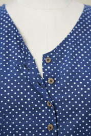 Blue HBP Cotton V-Neck Blouse - SRBCVNB174