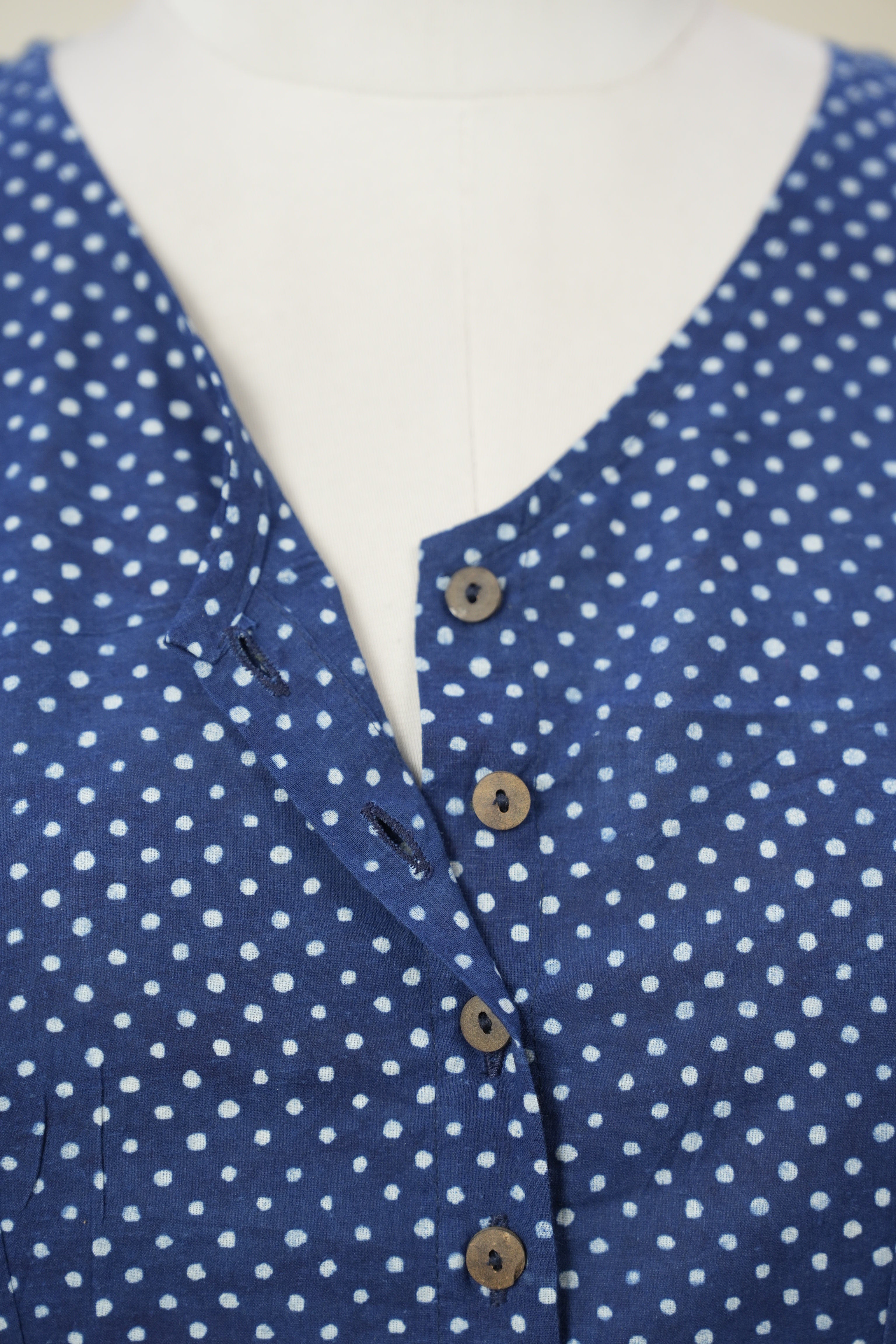 Blue HBP Cotton V-Neck Blouse - SRBCVNB174