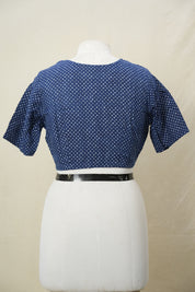 Blue HBP Cotton V-Neck Blouse - SRBCVNB174