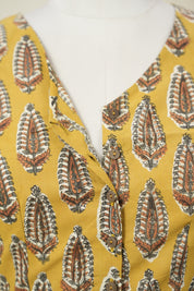 Mustard Yellow HBP Cotton V-Neck Blouse - SRMYCVNB175