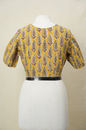Mustard Yellow HBP Cotton V-Neck Blouse - SRMYCVNB175