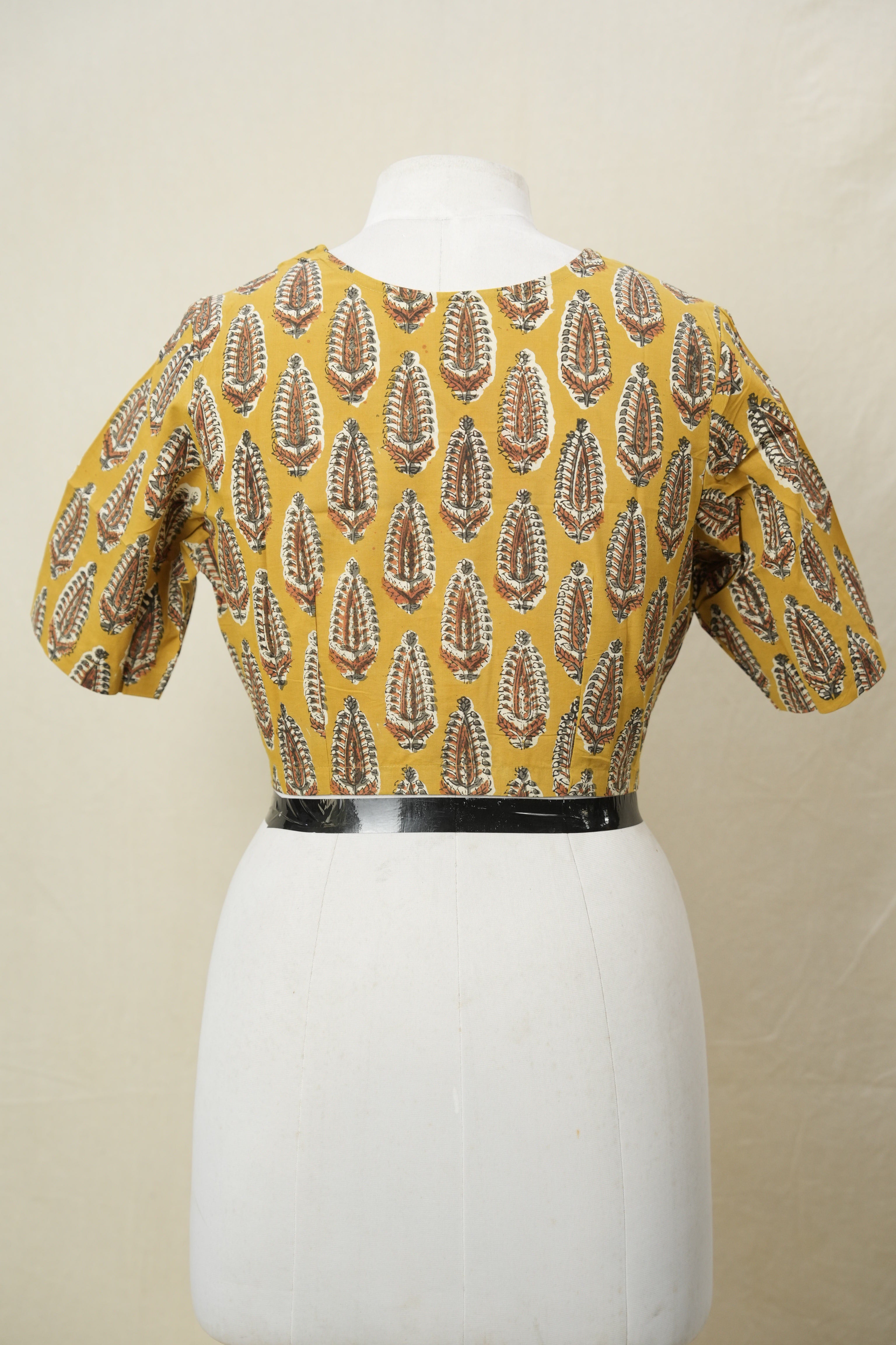 Mustard Yellow HBP Cotton V-Neck Blouse - SRMYCVNB175