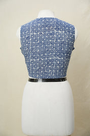 Indigo HBP Cotton V-Neck Blouse - SRICVNB173