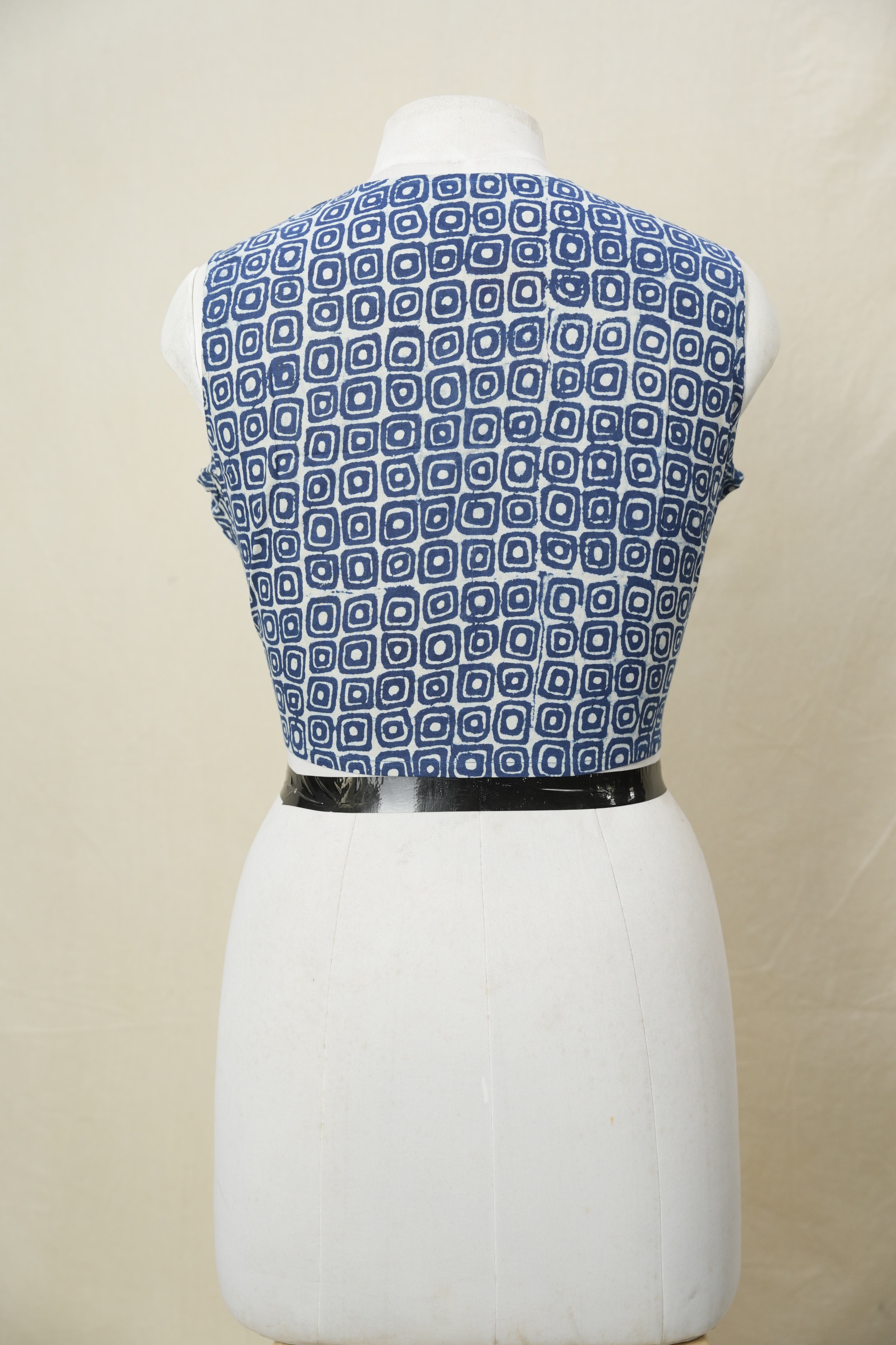 Indigo HBP Cotton V-Neck Blouse - SRICVNB173