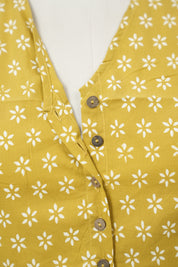 Mustard Yellow HBP Cotton V-Neck Blouse - SRMYCVNB172