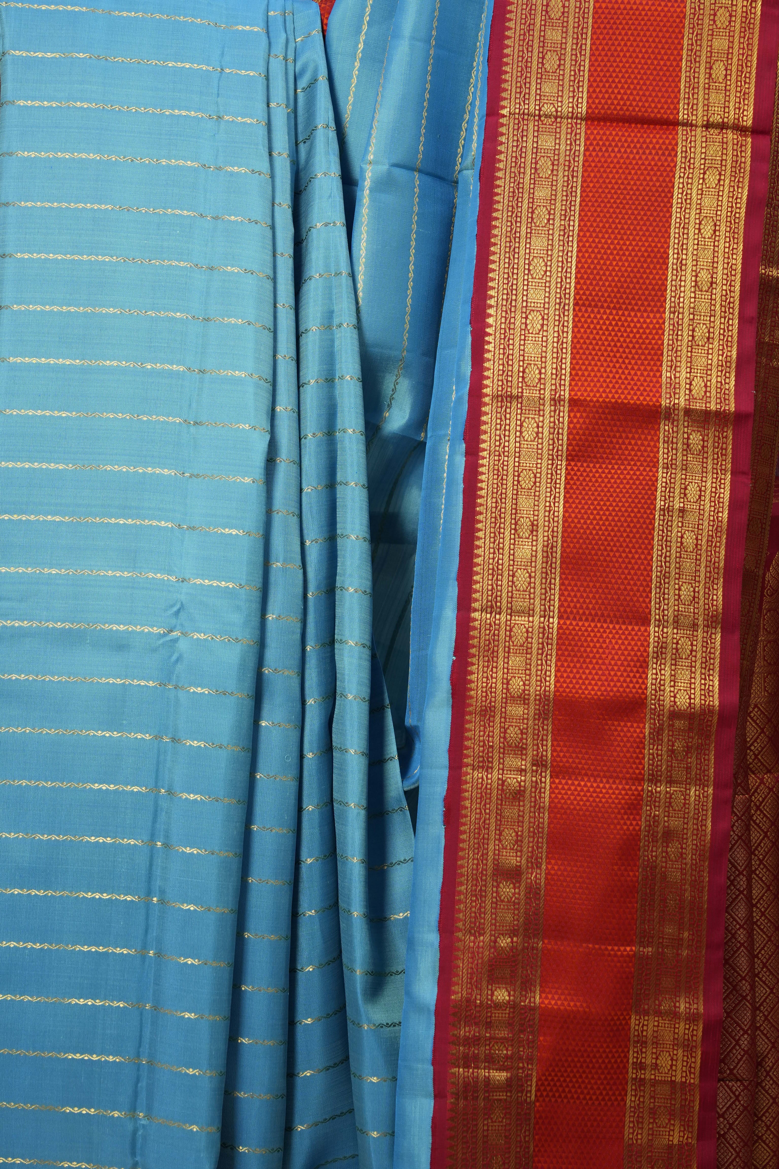 Sky Blue Kanjivaram Silk Saree - SRSBKSS938