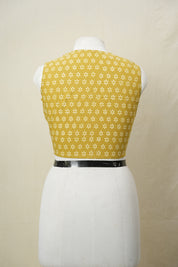 Mustard Yellow HBP Cotton V-Neck Blouse - SRMYCVNB172