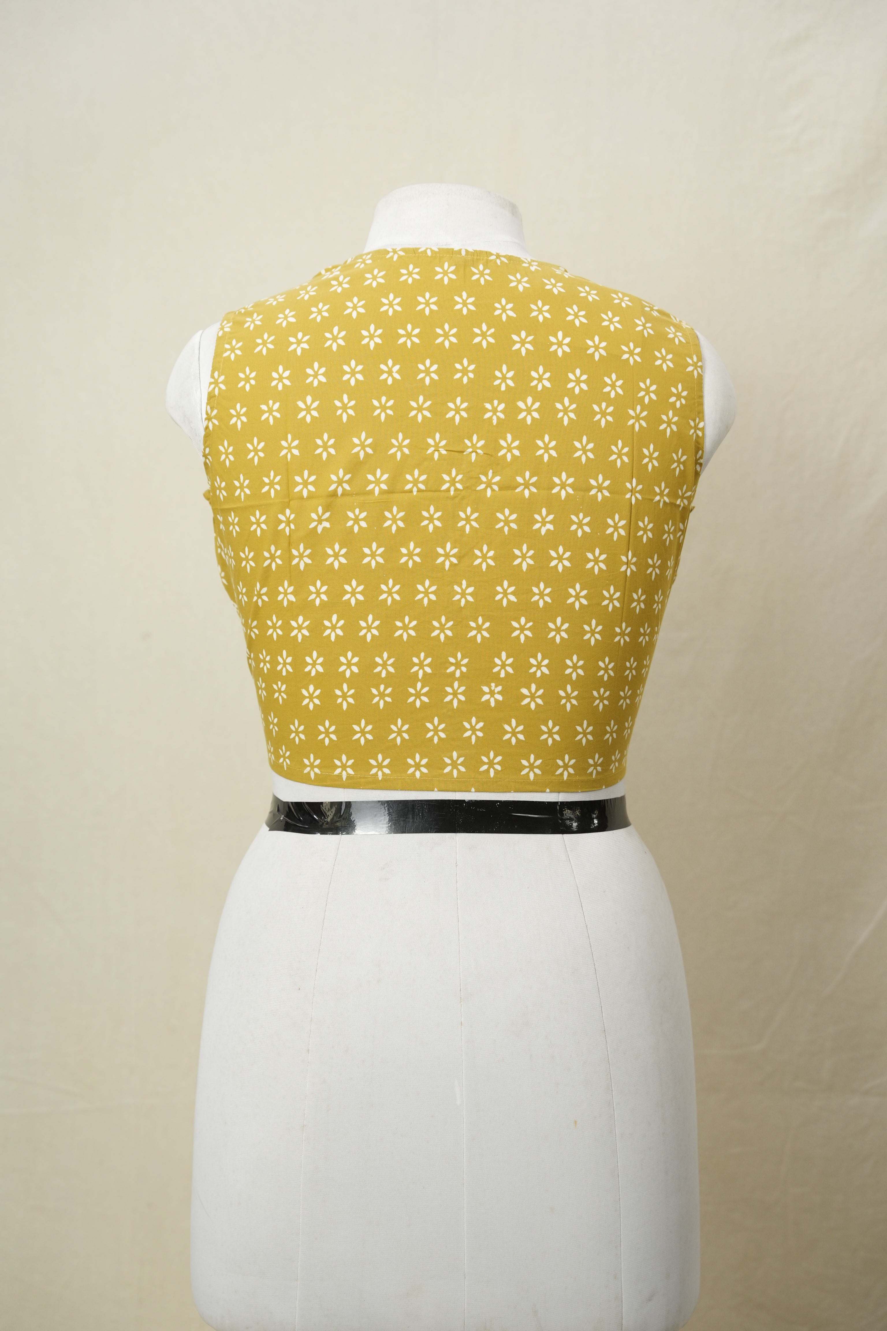 Mustard Yellow HBP Cotton V-Neck Blouse - SRMYCVNB172