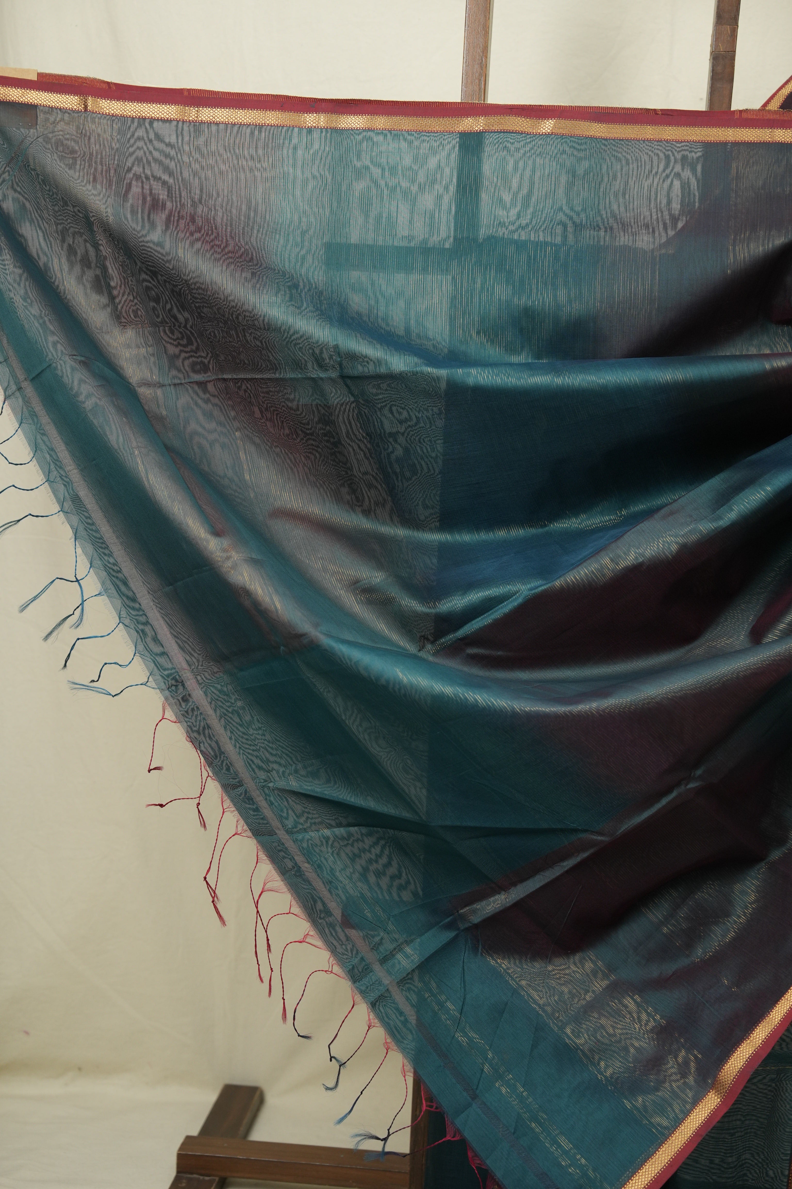 Two Tone Green Maheshwari Saree - SRTTGMS1257
