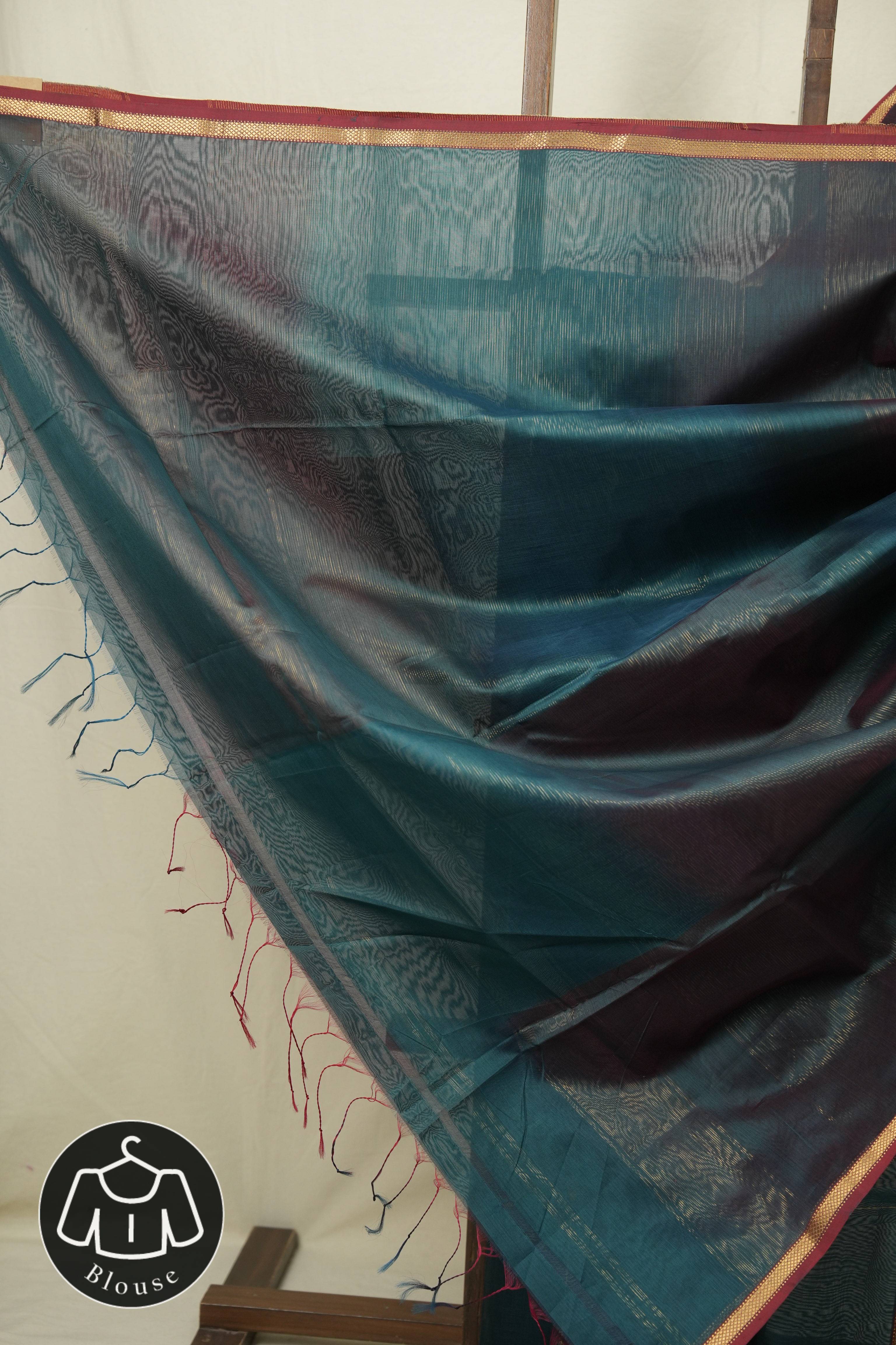 Two Tone Green Maheshwari Saree - SRTTGMS1257
