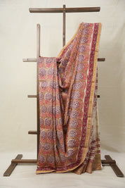 Light Brown HBP Cotton Silk Saree With Chanderi Border - SRLBCSS1371