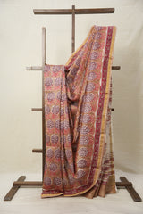 Light Brown HBP Cotton Silk Saree With Chanderi Border - SRLBCSS1371
