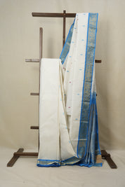 White Kanjeevaram Silk Saree - SRWKSS936