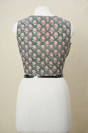 Green HBP Cotton V-Neck Blouse - SRGCVNB171