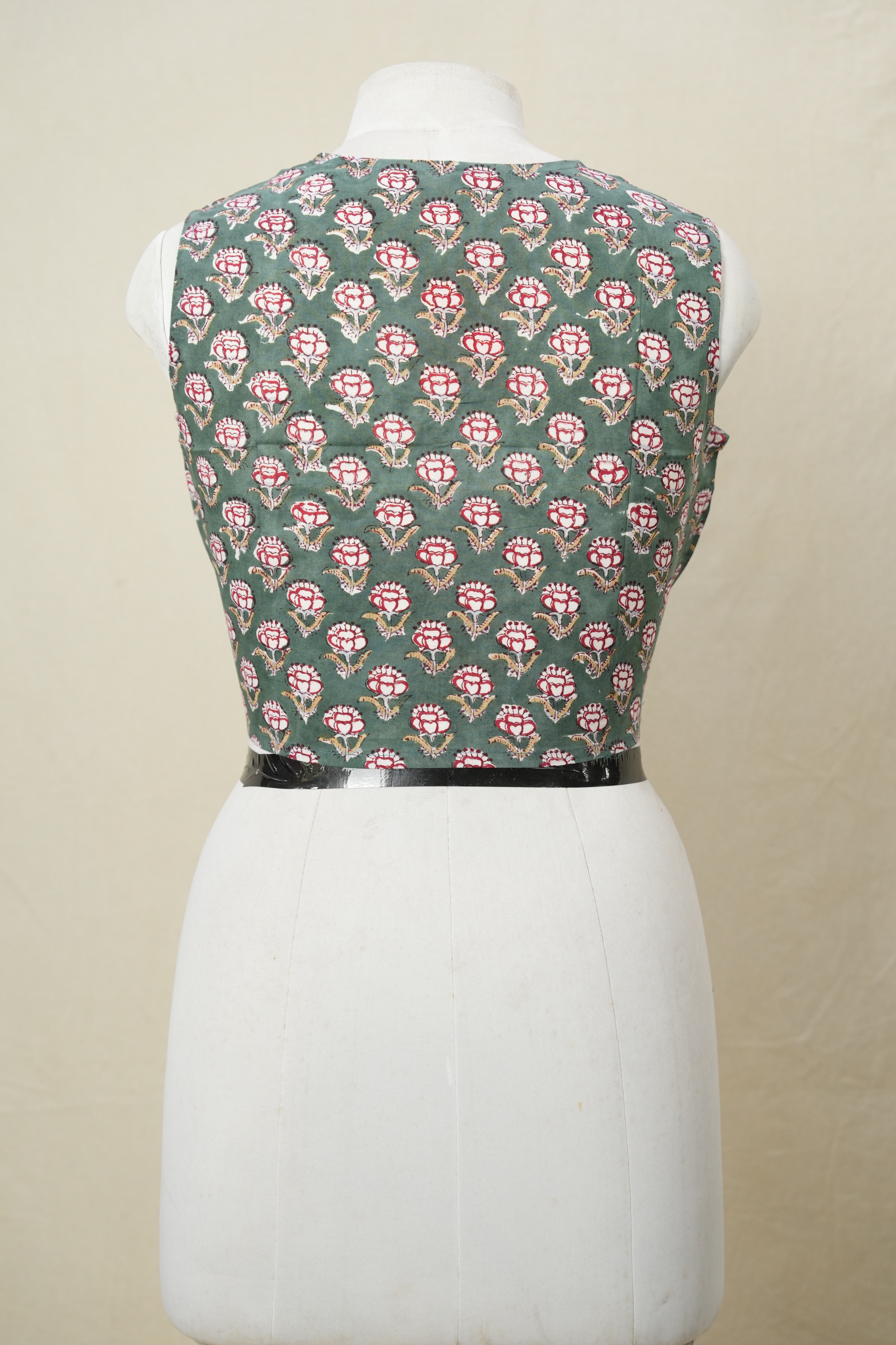 Green HBP Cotton V-Neck Blouse - SRGCVNB171