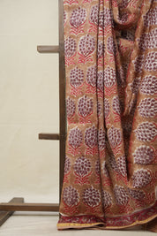 Light Brown HBP Cotton Silk Saree With Chanderi Border - SRLBCSS1371