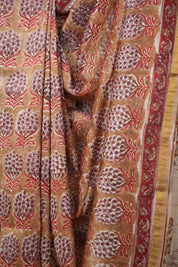 Light Brown HBP Cotton Silk Saree With Chanderi Border - SRLBCSS1371