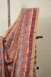 Light Brown HBP Cotton Silk Saree With Chanderi Border - SRLBCSS1371