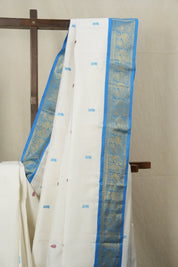 White Kanjeevaram Silk Saree - SRWKSS936