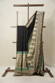 Black HBP Cotton Silk Saree With Chanderi Border - SRBCSS1374