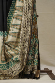 Black HBP Cotton Silk Saree With Chanderi Border - SRBCSS1374