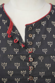 Black Boat Neck HBP Cotton Blouse With Red Piping - SRBBNCB170