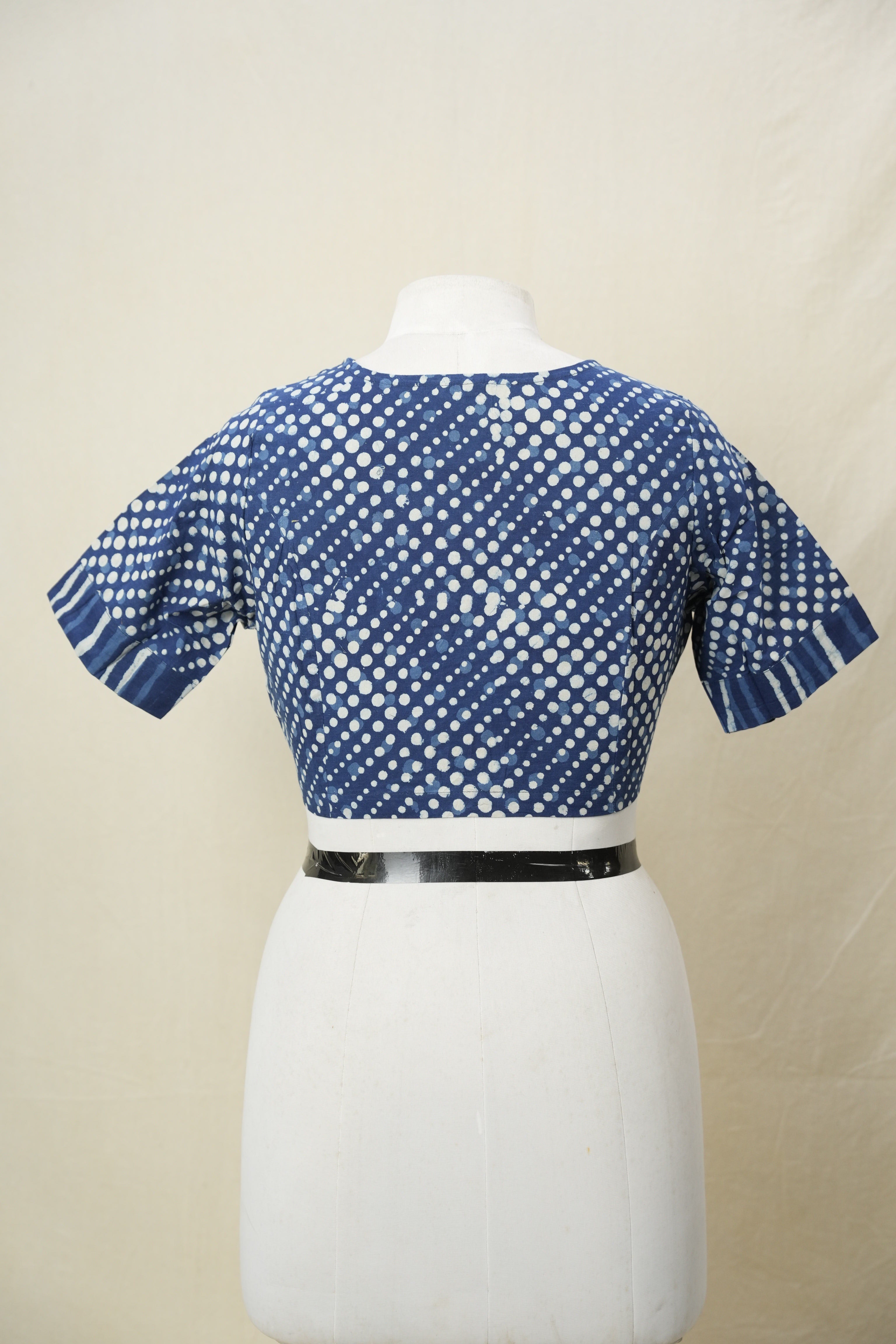 Indigo Coat Collar HBP Cotton Blouse - SRICCCB168