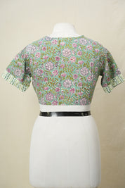 Green Coat Collar HBP Cotton Blouse - SRGCCCB167