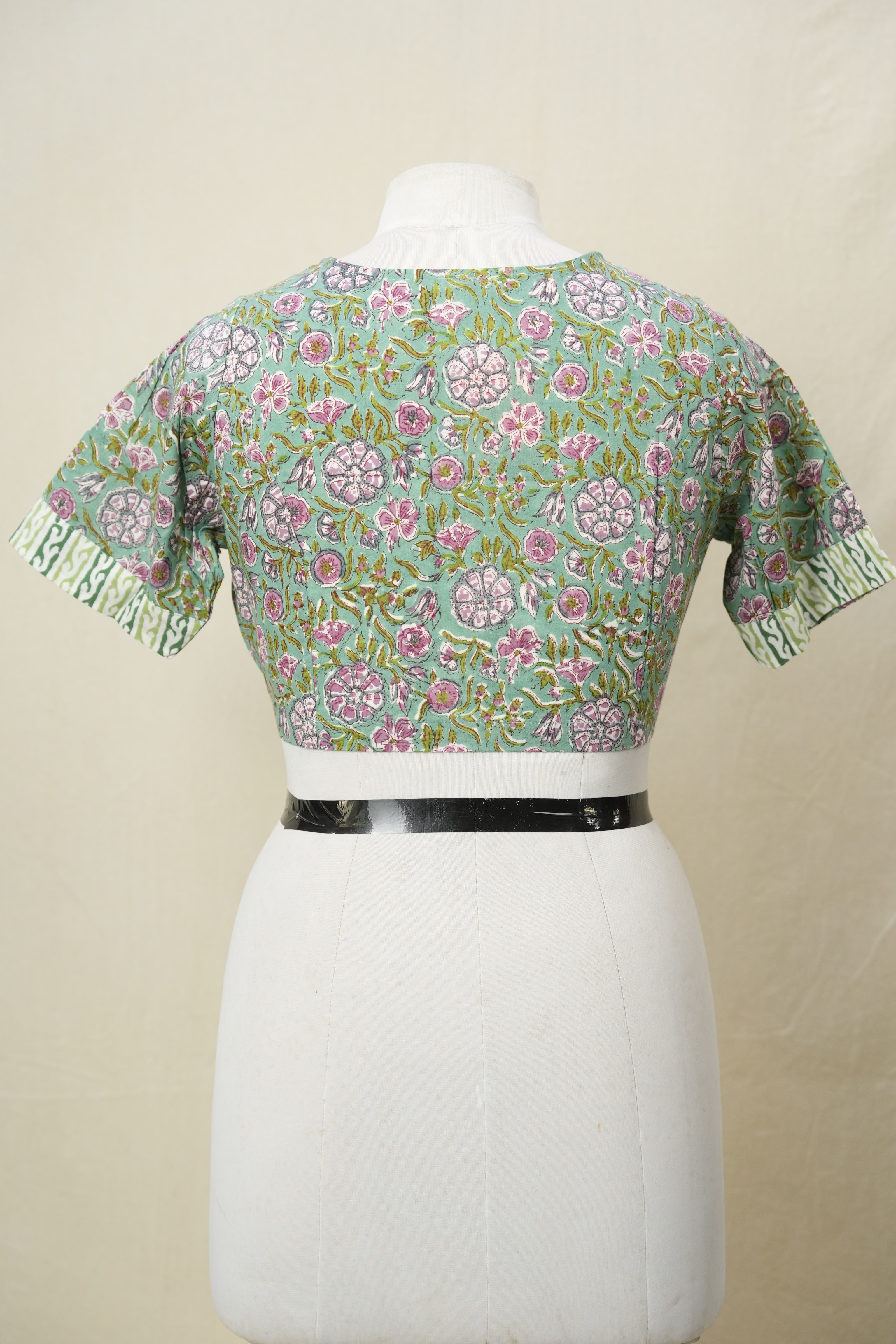 Green Coat Collar HBP Cotton Blouse - SRGCCCB167