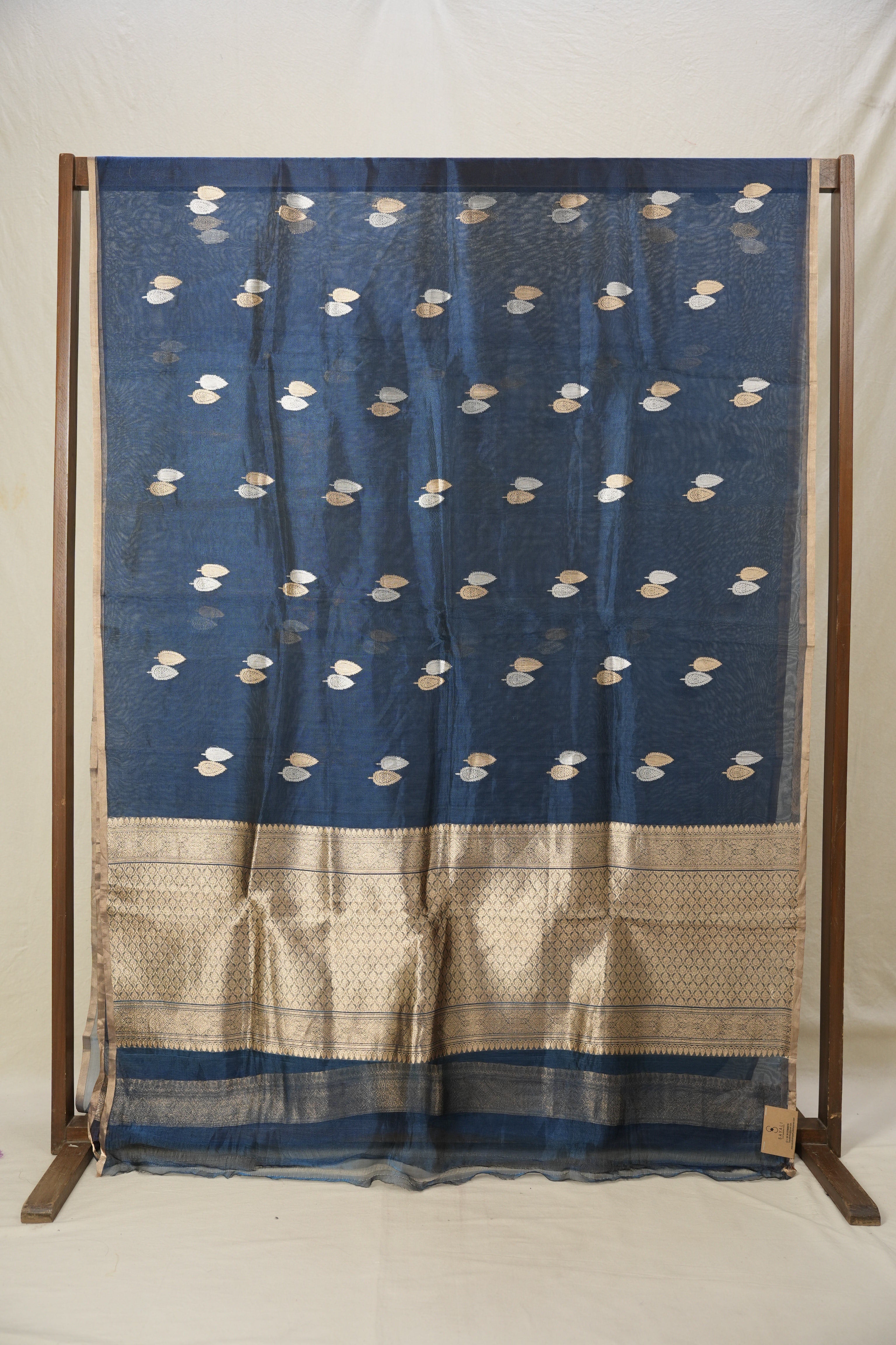 Peacock Blue Tissue Banarasi Silk Saree - SRPBTBSS003