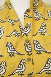 Mustard Yellow Stand Collar HBP Cotton Blouse - SRMYSCCB165