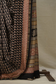 Black HBP Cotton Silk Saree With Chanderi Border - SRBCSS1367