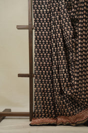 Black HBP Cotton Silk Saree With Chanderi Border - SRBCSS1367