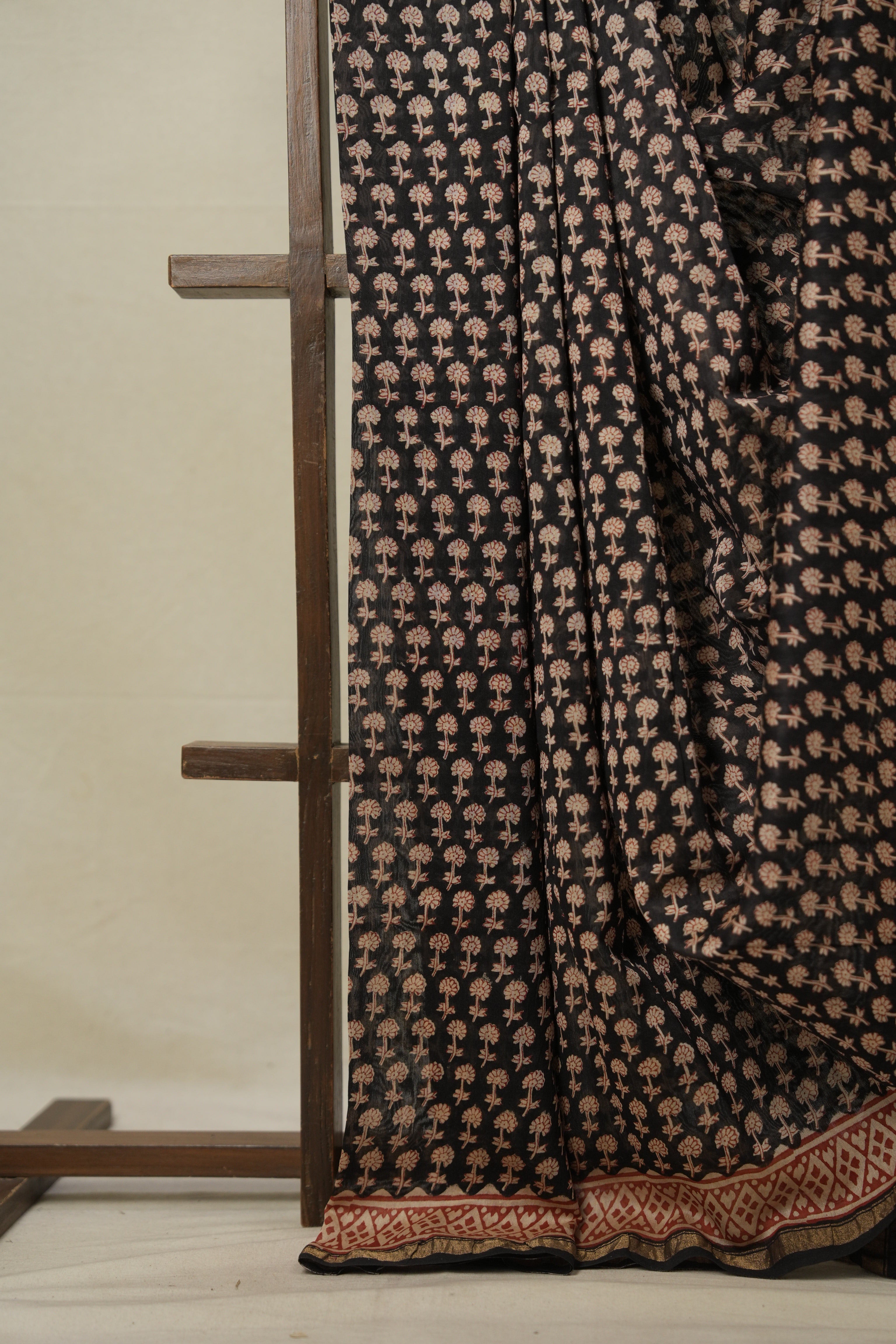 Black HBP Cotton Silk Saree With Chanderi Border - SRBCSS1367