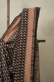 Black HBP Cotton Silk Saree With Chanderi Border - SRBCSS1367