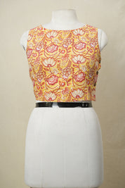 Yellow Cotton Round-Neck Blouse - SRYCRNB180