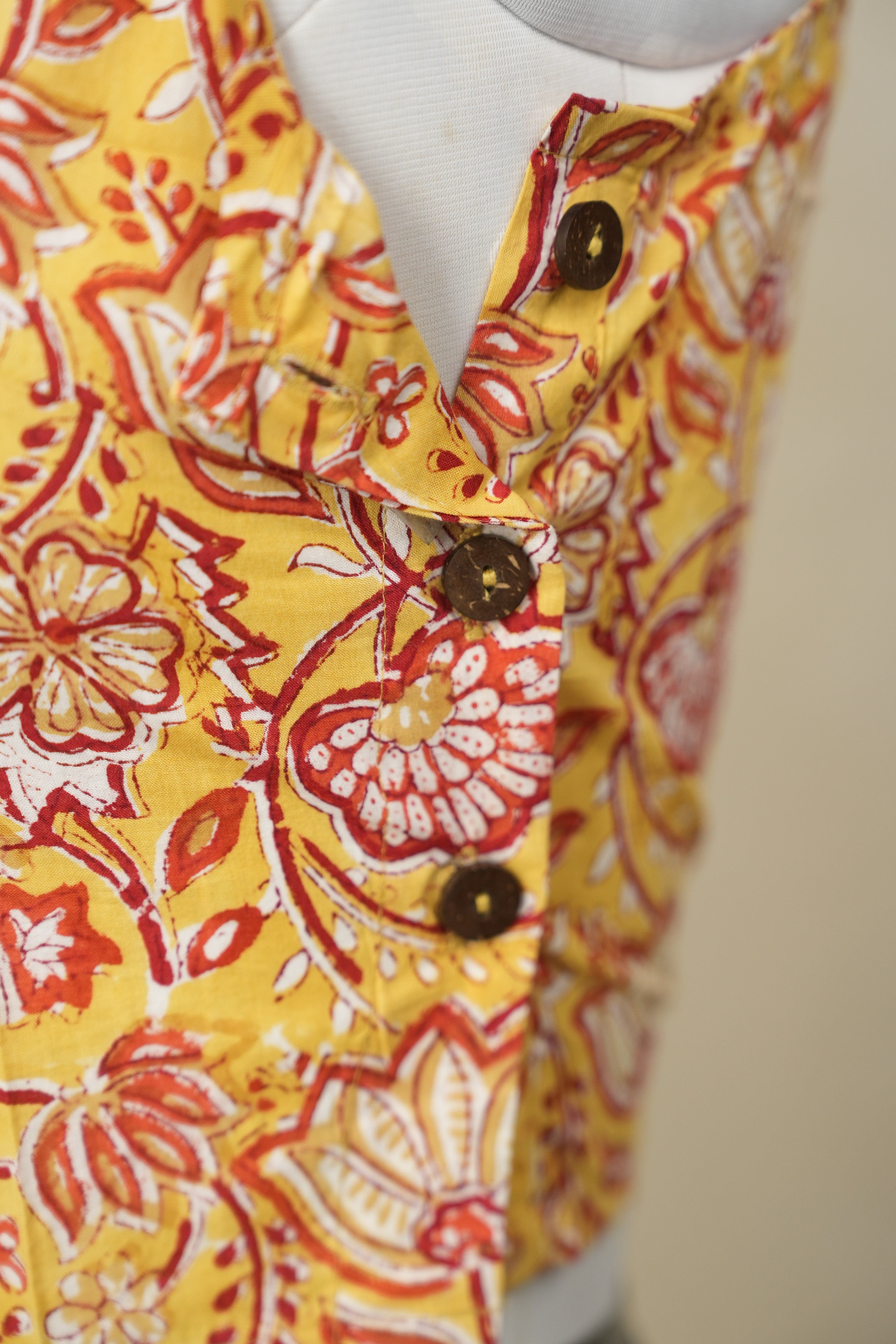 Yellow Cotton Round-Neck Blouse - SRYCRNB180