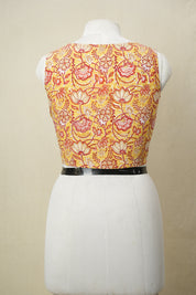 Yellow Cotton Round-Neck Blouse - SRYCRNB180