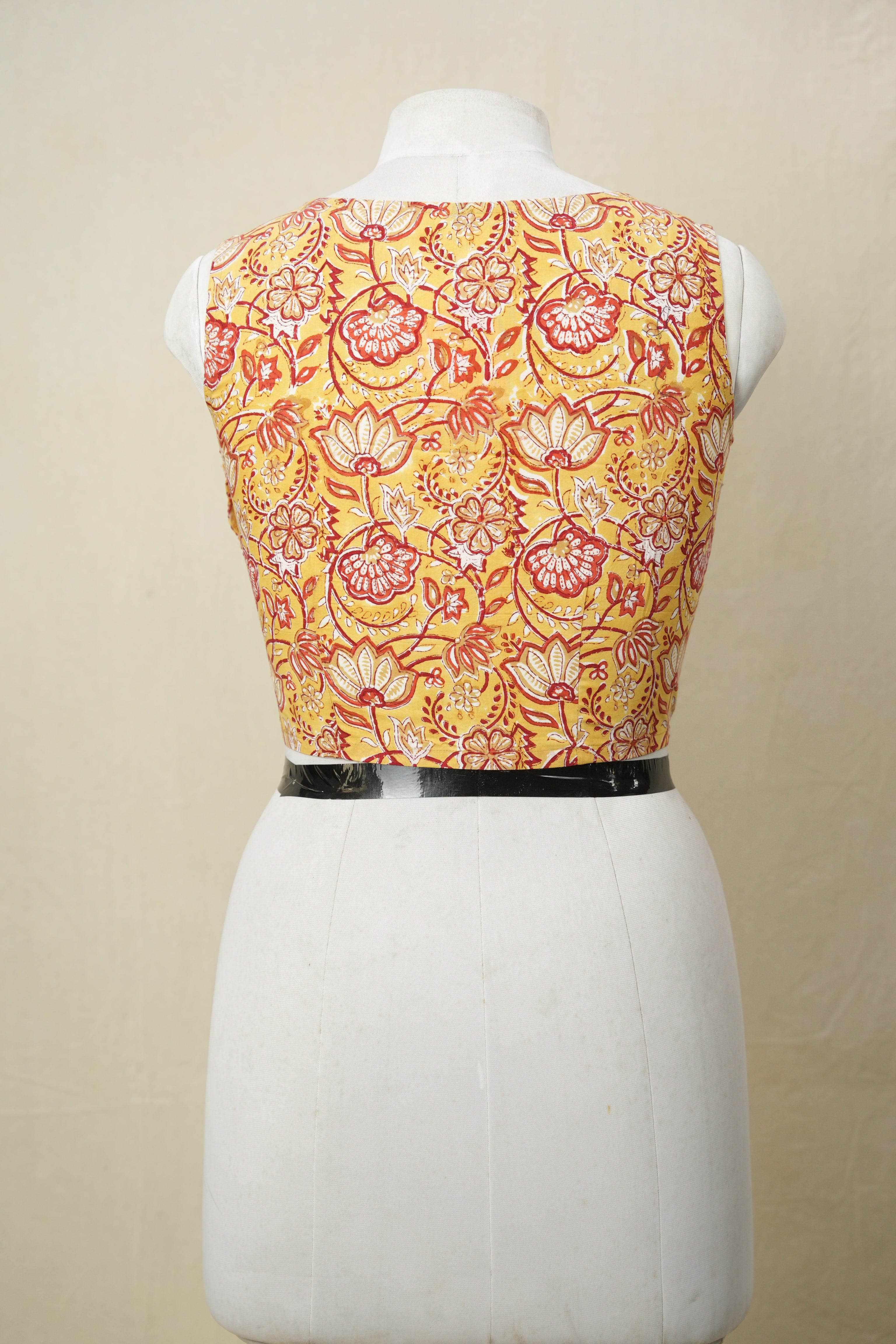 Yellow Cotton Round-Neck Blouse - SRYCRNB180