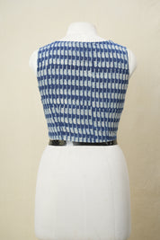 Indigo Cotton Round-Neck Blouse - SRICRNB181