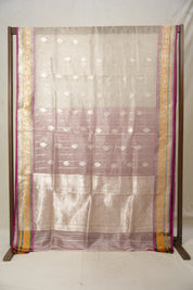 Silver Cream  Tissue Banarasi Silk Saree - SRSCTBSS001