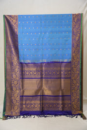 Sky Blue Gadwal Silk Saree - SRSBGSS418