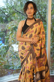 Cream Gold HBP Modal Silk Saree - SRCGMSS548