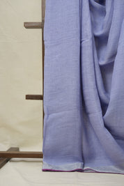 Lavender Plain Linen Saree With Magenta Tassels - SRLPLS473
