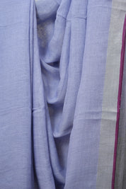 Lavender Plain Linen Saree With Magenta Tassels - SRLPLS473