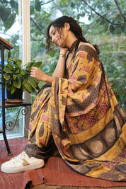 Cream Gold HBP Modal Silk Saree - SRCGMSS548