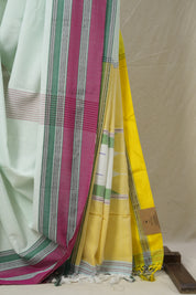 Light Aqua Cotton IIkal Saree (DEFECT) - SRLACIS115-PI