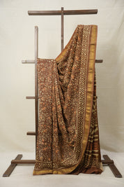 Brown HBP Cotton Silk Saree With Maheshwari Border - SRBCSS1387