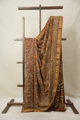 Brown HBP Cotton Silk Saree With Maheshwari Border - SRBCSS1387